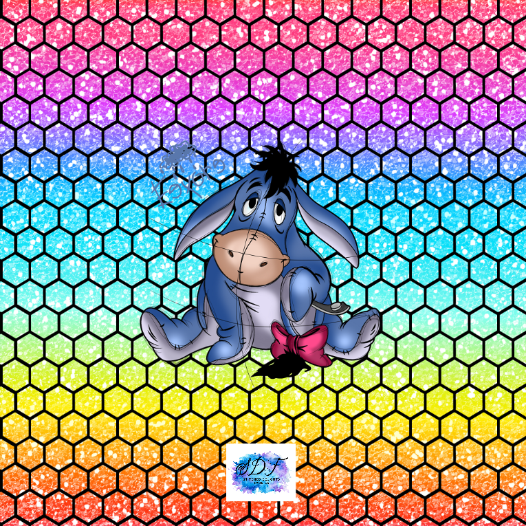 Eeyore Rainbow Hexagon Black Panel